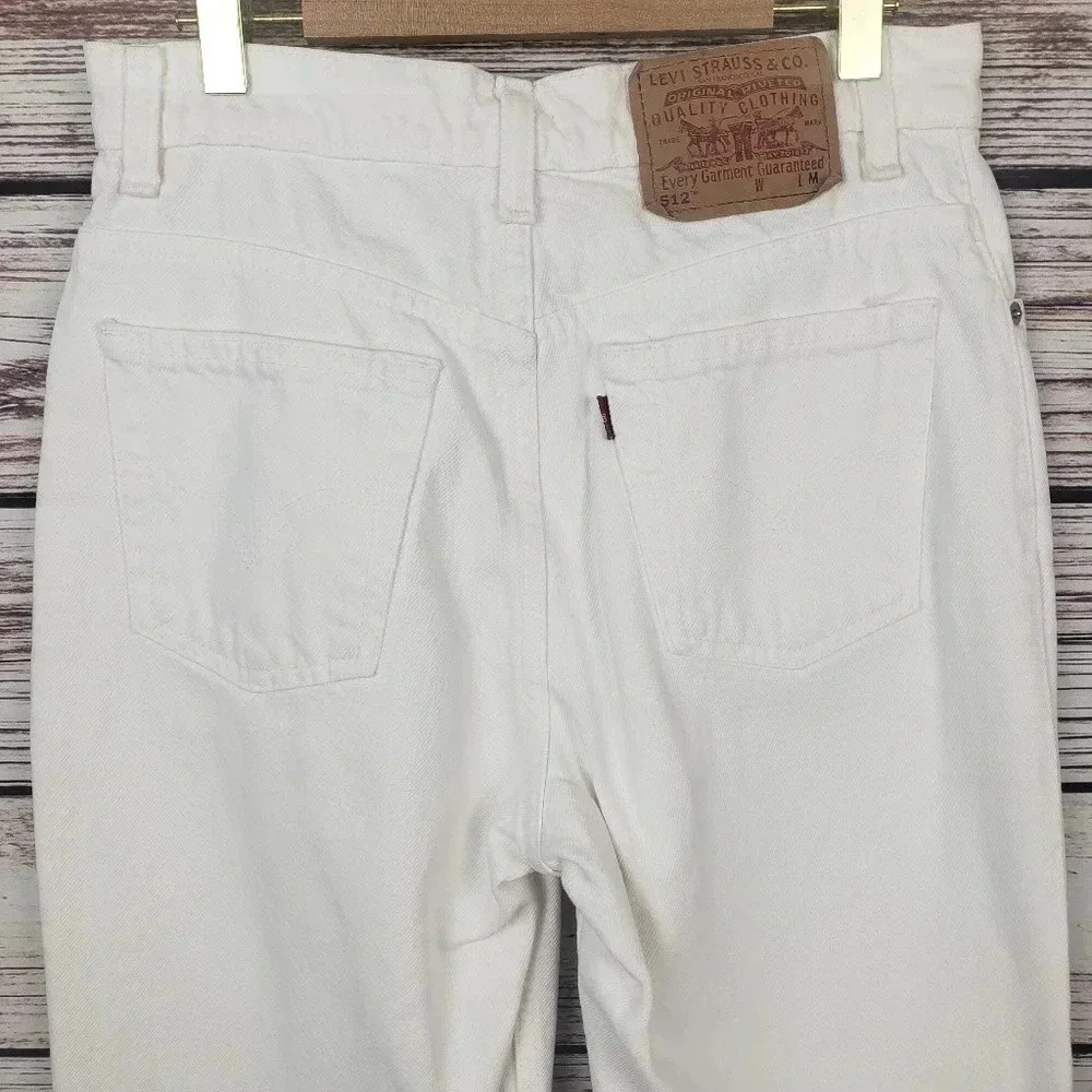 Levis 9 Jr/28" Vtg 512 White High Rise Mom Jeans - Picture 7 of 12